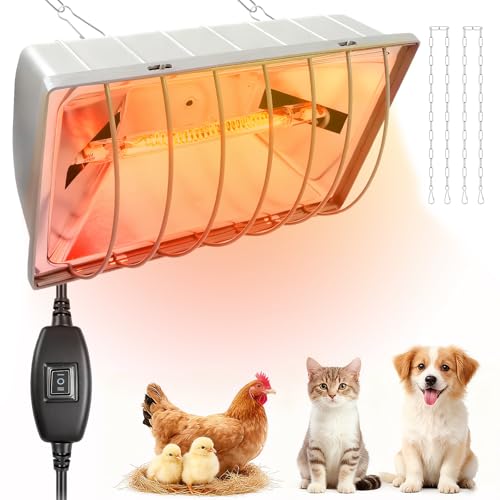 Chicken Coop Heat Lamp Carbon Fiber Tube,Adjustable 2-Level Temperature Brooder Heater Lamps for Chicks,Hanging Chicken Warmer for Livestock Dog Kennel,Cat House,Rectangle 175W/275W