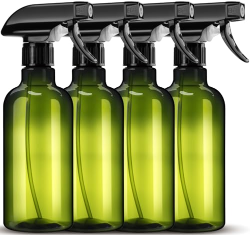 DIYSELF 4 Pack Spray Bottle for Cleaning Plastic Spray Bottles 16 oz 500ml Squirt Bottles for Liquids Spray Bottles for Cleaning Empty Plastic Spray Lab Weighing Bottles for Home Garden (Green) - color: Olive Green, size: 4-Pack