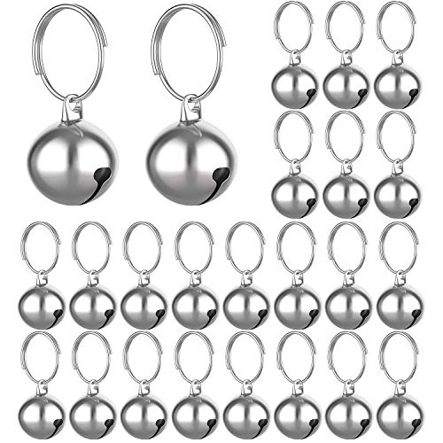 24 Sets of Cat Bells for Cat and Dog Collar Pendant Pet Bell Pet Pendant Accessories - color: Silver