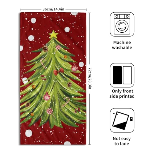 Giwawa Red Christmas Hand Towels - Set of 2 Watercolor Green Xmas Tree Decorative Kitchen Hand Towels Winter Holiday Decor Bath Guest Fingertip Towel Farmhouse Christmas Decor for Cabin Bathroom - color: Red Christmas