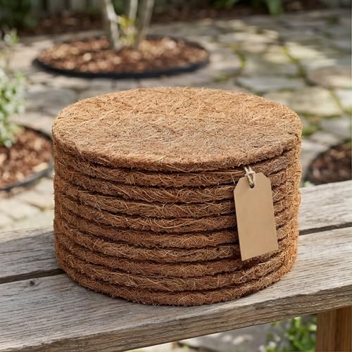 OUNONA Coconut Fiber Bird Nesting Pads 10 Pack Round Pigeon Nest Liner for Egg Laying Breeding Warm Nest Support for Parrot Chicken Bird Cage Accessories 5.90 in