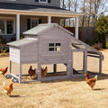 Mobile Chicken Coop with Wheels, Duplex Outdoor Chicken House with Expandable Run, Slide-Out Tray, Weatherproof Roof, Predator-Proof Hen House - Grey - color: 72.3"L Light Grey