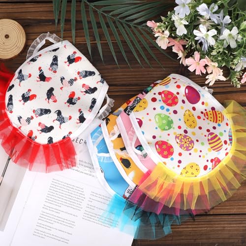 NQEUEPN 5pcs Chicken Saddle for Hens, 5 Styles Waterproof Colorful Chicken Saddle with Lace Trim Funny Poultry Back Feather Protection Supplies for Small Medium Hens