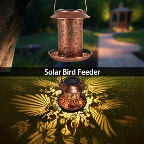 Cardinal Solar Bird Feeder Outdoor Waterproof Hanging Garden Decor | gift for women mom waterproof hanging solar lantern for yard patio christmas birthday daily decor - style: Cardinal