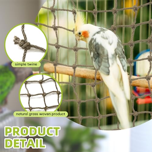 Parrot Climbing Net Jungle Fever Rope Small Animals Toys for Parakeets Lovebirds Finch Budgerigars Conure Cockatiel (L 24" x 24") - size: L 24" x 24"