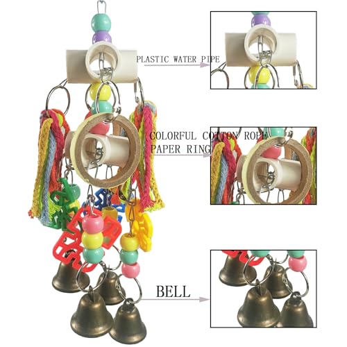 Parrot Toys Hanging Interactive Chew Toys | Bird Toys, Suitable for Small and Medium-Sized Parrots, African Grays, Cockatoos, Cokatoos, Amazon Parrots