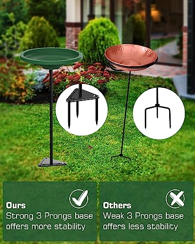 Bird Baths for Outdoors Heavy Duty, 38.5 Inch Detachable Birdbaths for The Garden Clearance, Bird Bath Bowl Spa & Birdfeeder with Metal Stake Stand for Outdoors Garden, Circle Style (Green) - color: Green