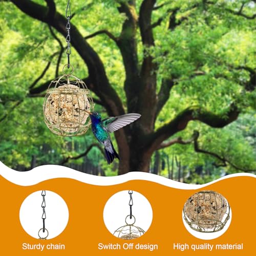 4 Pack Bird Feeder, Suet Ball Feeders for Outside Hanging, Metal Hanging with Hooks, Fat Ball Bird Feeder Suet Feeder for Wild Birds Outdoor Garden