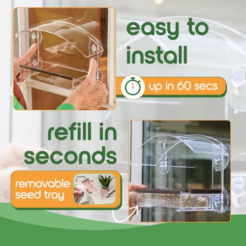 Window Bird Feeder with Strong Suction Cups - (Upgraded 2026 Model) Clear Acrylic Feeder Window for Cats Bird House Gift