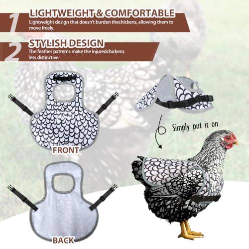 Chicken Saddles for hens,Chicken Apron Back Protector for Hens with Adjustable Strap，Chicken Hen Mating Saddle，Identification Card (White) - color: white