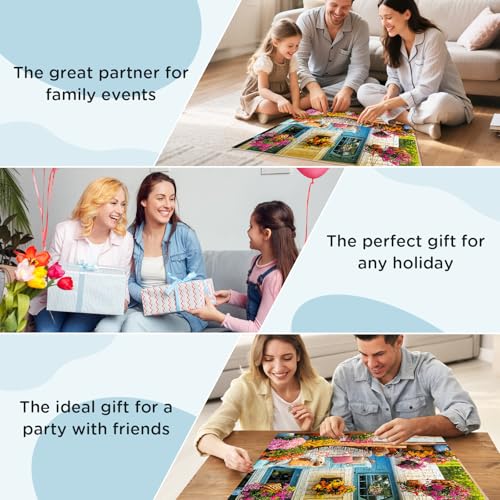 300 Piece Puzzles for Adult, Colorful Flower and Cute Puppy Jigsaw Puzzle - style: House and Puppy