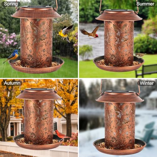 Cardinal Solar Bird Feeder Outdoor Waterproof Hanging Garden Decor | gift for women mom waterproof hanging solar lantern for yard patio christmas birthday daily decor - style: Cardinal