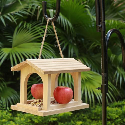 Wooden Bird Feeder Hanging Apples and Oranges Jelly Oriole Bird Feeder Garden Yard Decorations for Finches Cardinals Chickadees & Sparrows Watching Outdoor