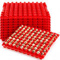 Teenyyou 10 Pcs 90 Egg Plastic Trays Quail Egg Flats Holder for Quail Pigeon Dove Bird Flat Carton (Red) - color: Red