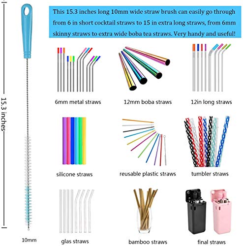 ALINK 8-Pack Bottle Cleaning Brush Set - Long Handle Bottle Cleaner for Washing Narrow Wine/Beer Bottle, Thermos, Hummingbird Feeder, Sport Well, Plus Kettle/Straw Brush - color: Blue