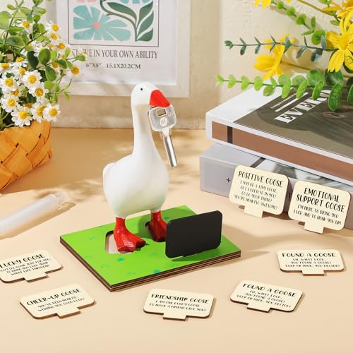 Relaxweex 10 Pcs Magnetic Goose Key Holder Wooden Base with Interchangeable Signs Writable Signs Chalk Accessories for Magnetic Key Holder Cute Resin Statue Decor(Goose Not Included) (Positive) - style: Positive