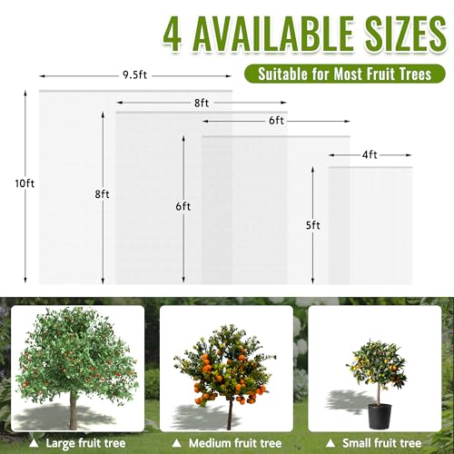 2 Pack Fruit Tree Netting Bags with Zipper and Drawstring, 4 x 5ft Ultra Fine Mesh Garden Netting Plant Cover, Bird Netting for Blueberry Bushes, Fruit Trees, Flowers (White, 4 x 5 ft) - color: White, size: 4 x 5 ft