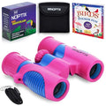 Binoculars for Kids, Girls or Boys Real Kids Binoculars in Vibrant Pink Blue - includes Sticker Book with 40 Bird Species - Kids Toys Small Binoculars, Toddler Binoculars - color: Pink and Blue