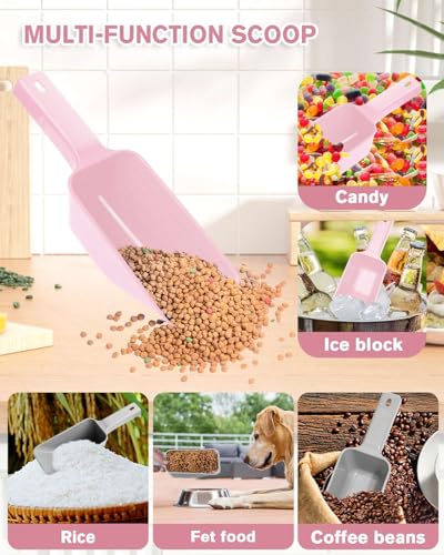 2 Cup Dog Food Scoop(2 Pack), Plastic Pet Food Scoop with Measuring Lines for Accurate Pet Food Portions,Dishwasher Safe (Grey and Pink) - color: Grey and Pink