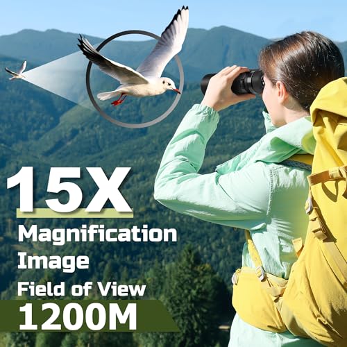 High Power 15X50 Binoculars for Adults BAK4 Prism FMC Lens - Black | BAK4 Prism FMC Lens,15X,50MM Big Eyepiece,Fogproof & Waterproof,Viewing field of 1200 meters,Adjustable Focus