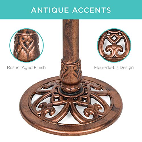 Best Choice Products 28in Pedestal Bird Bath, Vintage Outdoor Resin Accent Decoration w/Fleur-de-Lis Accents - Copper - color: Copper