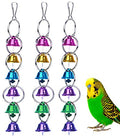 3 Pack Bird Bells Toy Chewing Hanging Ring Toy Cage Bite for Pet Budgie Parakeet Cockatiel Conure Macaw African Grey Eclectus Cockatoo Finches Lovebird Quaker Parrot Finch Canary