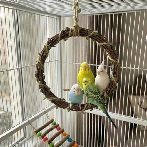 2-Pack Bird Woven Vine Swing Toys, Parrot Standing Climbing Perch,Bird Cage Toys for Budgerigar, Parakeet, Conure, Cockatiel, Mynah, Love Birds, Finches and Other Small to Medium Birds - size: Large