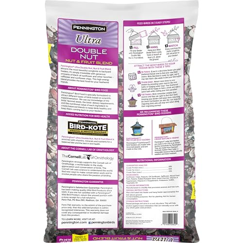 Pennington Ultra Double Nut, Nut & Fruit Blend 10lbs | Fruit and nut bird seed, mixed nuts and real fruit, compatible with tube, hopper, platform and gazebo feeders