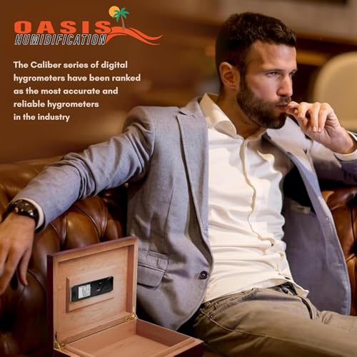 Oasis Humidification Calibration Kit - Caliber V Digital Hygrometer and Thermometer + OasisPak Two-Way Humidity Control Pack - Calibration Kit for Humidors - Digital Thermometer with Hydration Packets