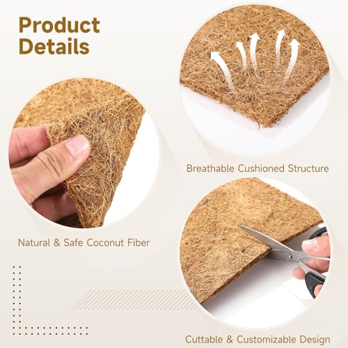 OMISTAR 10 Pack Nesting Pads for Chicken Coop, 12 x 12 in Chicken Nesting Pads Coconut Coir Washable Reusable Non Slip Nesting Box Pads Laying Pads Cut to Fit