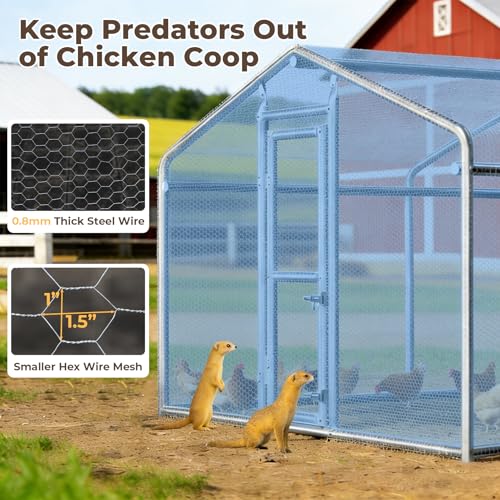 Large Metal Chicken Coop, Chicken Run for 20-30 Chickens, Heavy Duty Walk-in Poultry Cage with Waterproof Anti-UV PE Cover for Ducks Rabbits Geese, 19.5x9.7x6.4ft