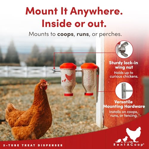 RentACoop Chicken Treat Dispenser - 2 Tube Enrichment Toy - size: Small Clear Tubes