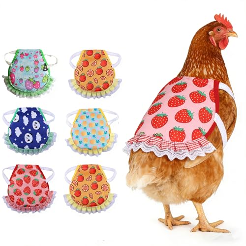 JINGYAN 5-Pcs Pet Chicken Apron Set with Elastic Shoulder Straps-Waterproof Printed Vest Wing Back Protector for Hen PoultryProtection Equipment Accessories