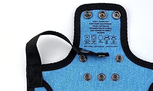 DOWN UNDER OUTDOORS 4 Pack Medium-Large Chicken Saddle, Hen Apron (Blue) | Adjustable Straps, Chicken Apron, Poultry Saver, Pet Supplies, Including Shoulder Cover, 14 oz Breathable Cotton Canvas - color: blue