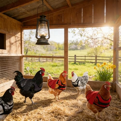 3-Pack Chicken Saddle for Hens, Back Protector with Removable Wings | Replaceable Oxford & clear wing covers protect hens’ back and wings from rooster mating, pecking and feather loss
