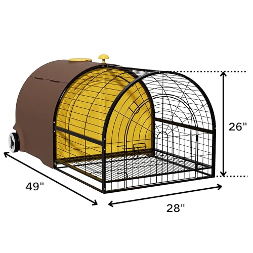 Durable Plastic Rabbit Hutch Bunny Cage Indoor Outdoor Guinea Pig Cage with Waterproof Shell, Easy Tray, Separable Hutch, Revolving Doors, Smooth Wheels