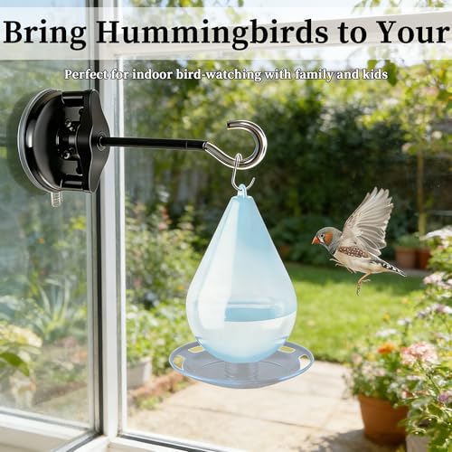 3 Pcs Window Bird Feeder Hanger Hook - Window Suction Cup with Hanger, Strong Suction Window-Mounted Hummingbird Feeder Bracket for Bird Feeders, Wind Chimes & Plants (Bird Feeder Not Included)