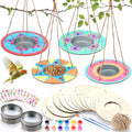CroBlissful 12 Pack Bird Feeder Craft Kits for Kids DIY Your Own Bird Feeders with Paint and Paintbrushes Wooden Arts and Crafts for Kid Ornaments to Paint Feeders Craft for Garden (Round) - style: Round