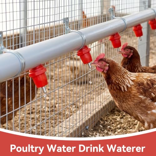100Pcs Chicken Nipples, Water Nipples for Chicken Watering Poultry Nipples Automatic Chicken Water Nipple Drinker Feeders Poultry Waterer