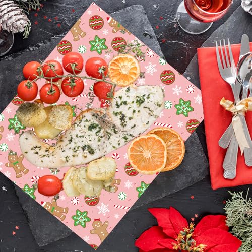 JarThenaAMCS 150Pcs Christmas Wax Paper Pink Gingerbread Man Snowflake Deli Paper Tissue Xmas Winter Sandwich Wrap Paper Oil-Proof Picnic Liners for Party Kitchen Supplies - color: Gingerbread Man