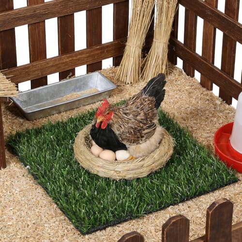 DECHOUS 6 Pack Chicken Nesting Box Pads Washable Reusable Artificial Grass Egg Laying Mats 11.81 X 11.81 X 0.98 in Nest Mats for Chicken Coops Poultry Nesting Bedding Liners