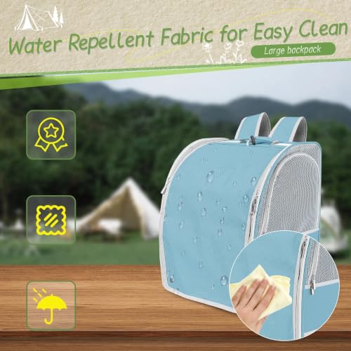 Sanmoncare Bird Carrier Backpack with 2 Adjustable Perches, Water-Repellent Parrot Travel Cage with Stainless Steel Tray, Breathable Pet Carrier for Cockatiels, Conures and Vet Visits, Blue - color: Blue