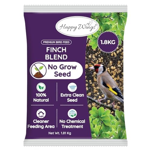 Happy Wings Finch Blend Bird Food - Mix of Sunflower Hearts/Kernels and Nyjer, 5 Pounds - No Grow Seed - For Wild Birds - size: 5 Pound (Pack of 1)
