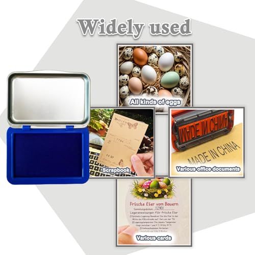 Ink Stamp Pad for Egg Date Marking,Black Red and Blue Colors Available, Metal Case (Blue) - color: Blue