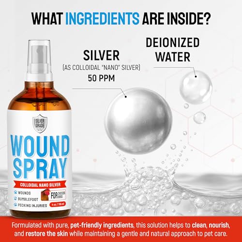 Wound Spray for Chicken – Birds & Chicken Antibiotics Alternative to Help with Pecking Sores, Bumblefoot, Cuts – Poultry Spray with Silver – GMOs Free – 4-Oz Bottle