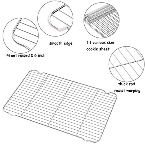 Stainless Steel Cooling Racks, Set of 3, 8.6L x 6.2W x 0.5H Inch, Wire Racks for Cooking, Baking, Roasting, Grilling, Dishwasher Safe - size: 9 inch