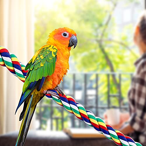 Weewooday 2 Pcs Bird Rope Perches Climbing Rope Bird Cage Accessories for Parrots, Parakeets, Cockatiels, Conures - size: 21.6 Inch, 31.5 Inch