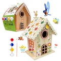 goldentime DIY Wooden Birdhouse Painting Kit, Bird House to Paint Set,Wood Arts and Crafts for Children, Paint Your Own Bird Houses Set,Includes Paints & Brushes - color: SPRING