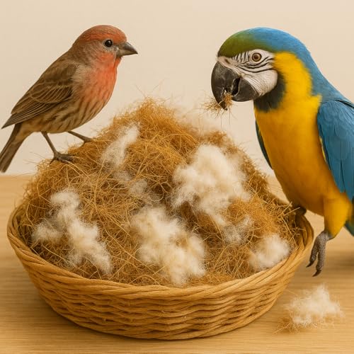 Natural Bird Nesting Material 2.1 oz – Coconut Fiber, Kapok Cotton & Palmyra Fiber Blend for Wild Birds, Finches, Canaries, Parrots, Hamsters & Small Pets, Nesting Bedding