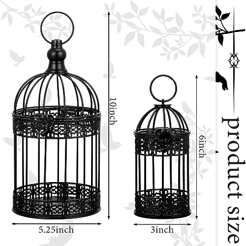 Sliner Decorative Vintage Bird Cage Lanterns Metal Centerpiece,Black | Halloween Centerpieces, Decorative Hanging Lanterns, Openwork Metal for Home Porch, Tabletop and Suspended - color: Black
